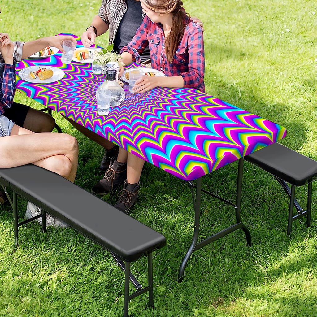 Dizzy Spiral Moving Optical Illusion Picnic Table Cover