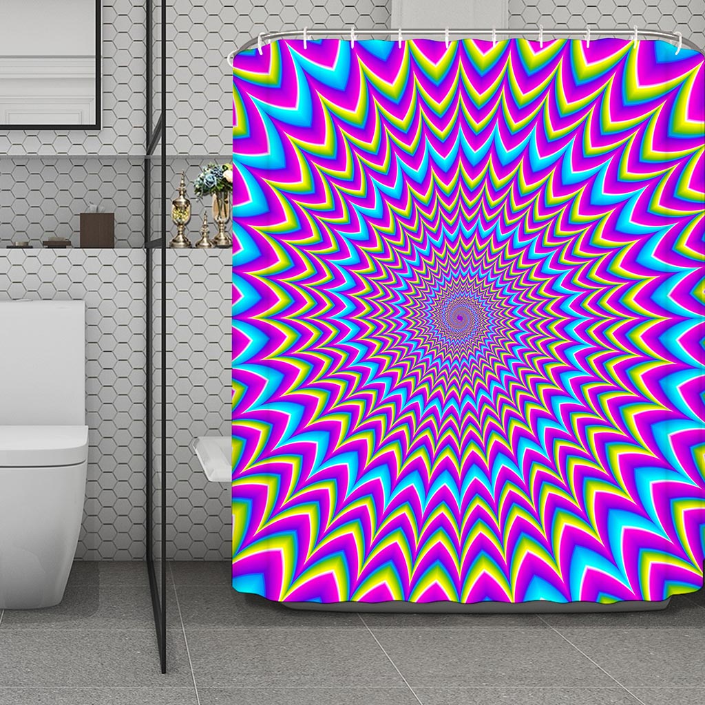 Dizzy Spiral Moving Optical Illusion Polyester Shower Curtain