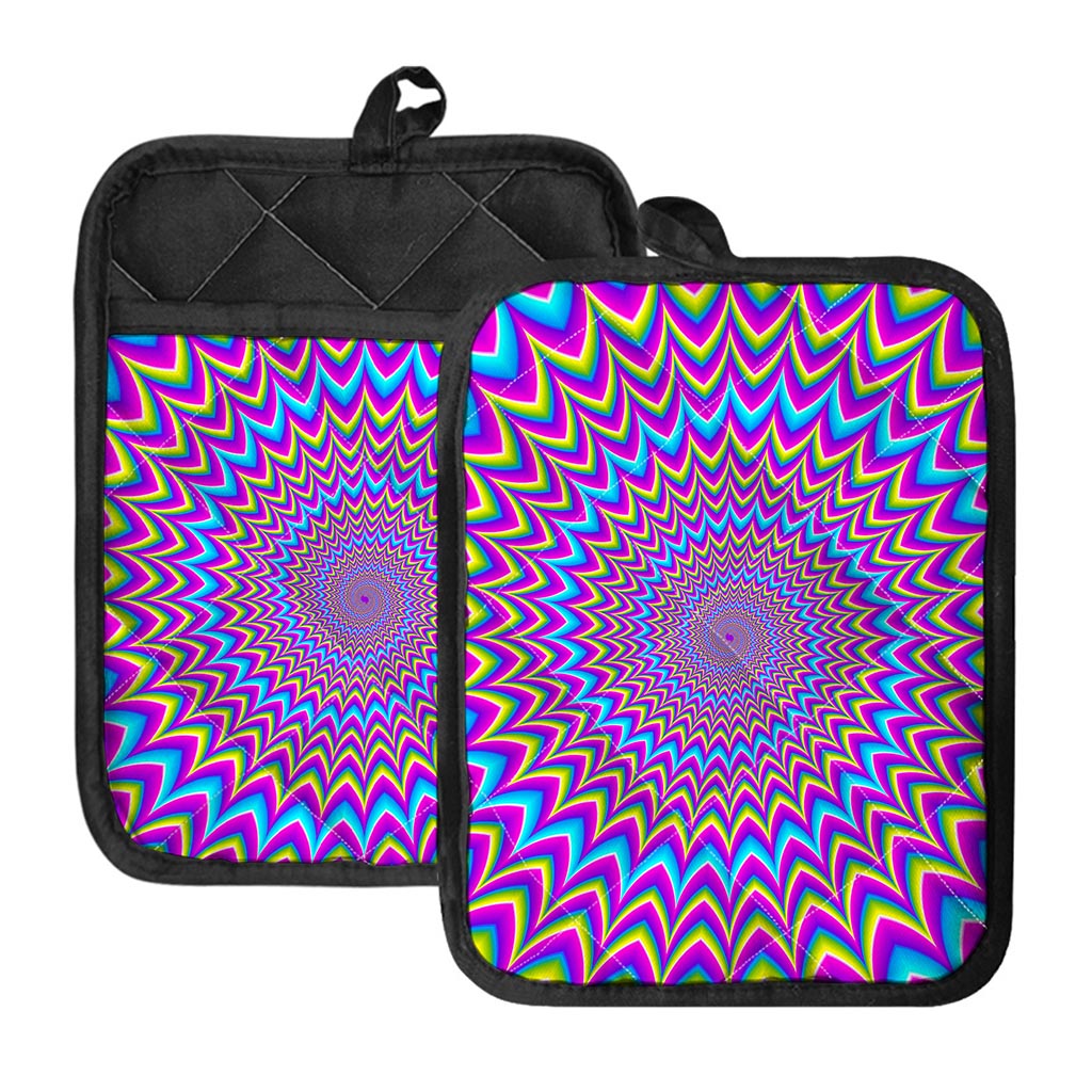 Dizzy Spiral Moving Optical Illusion Pot Holders With Pocket