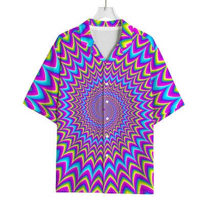 Dizzy Spiral Moving Optical Illusion Rayon Hawaiian Shirt