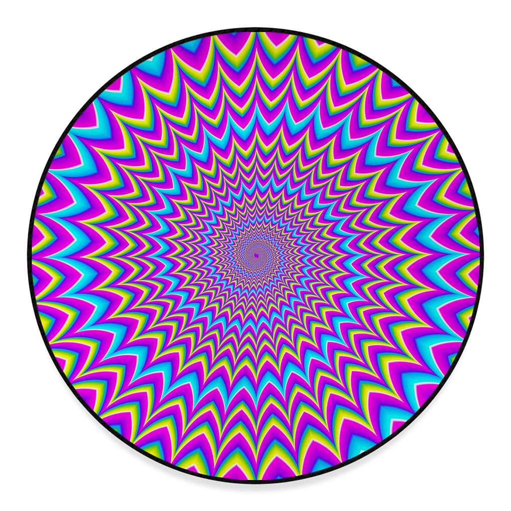 Dizzy Spiral Moving Optical Illusion Round Floor Mat