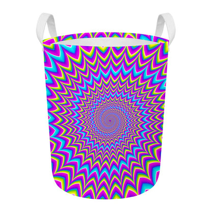 Dizzy Spiral Moving Optical Illusion Round Laundry Basket