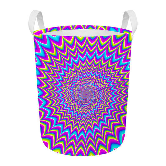 Dizzy Spiral Moving Optical Illusion Round Laundry Basket