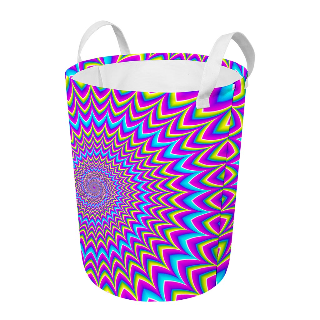 Dizzy Spiral Moving Optical Illusion Round Laundry Basket