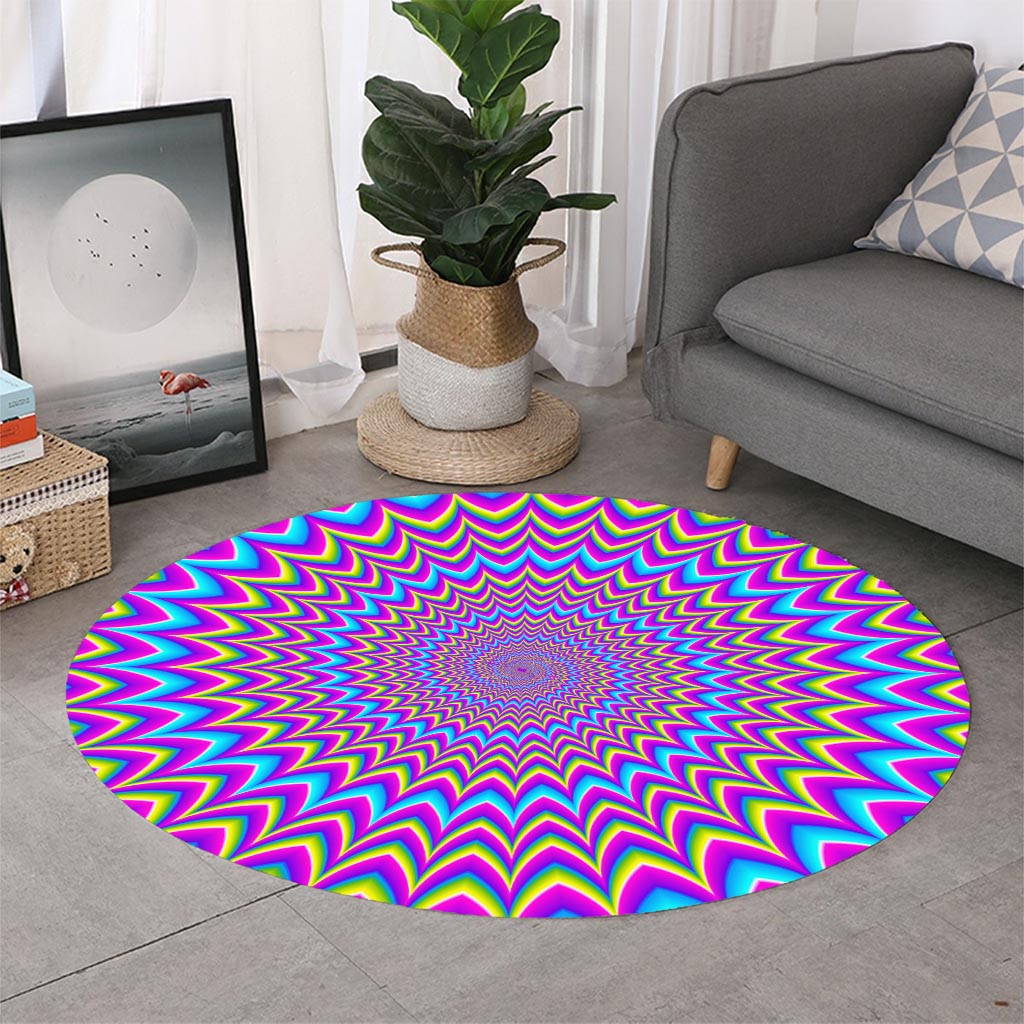 Dizzy Spiral Moving Optical Illusion Round Rug