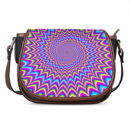 Dizzy Spiral Moving Optical Illusion Saddle Bag