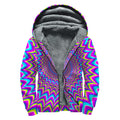 Dizzy Spiral Moving Optical Illusion Sherpa Lined Zip Up Hoodie
