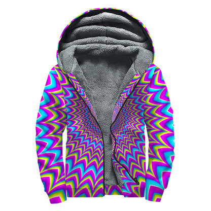 Dizzy Spiral Moving Optical Illusion Sherpa Lined Zip Up Hoodie