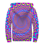 Dizzy Spiral Moving Optical Illusion Sherpa Lined Zip Up Hoodie