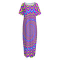Dizzy Spiral Moving Optical Illusion Short Sleeve Long Nightdress