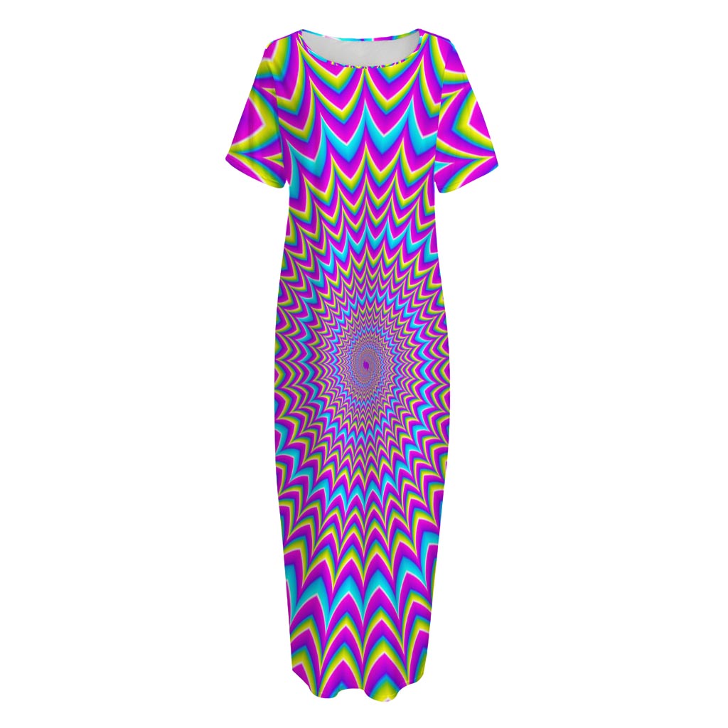 Dizzy Spiral Moving Optical Illusion Short Sleeve Long Nightdress