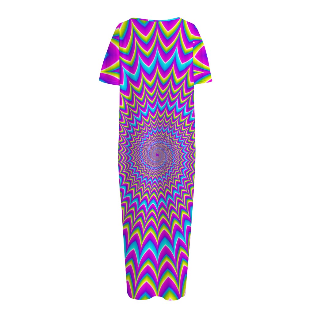 Dizzy Spiral Moving Optical Illusion Short Sleeve Long Nightdress