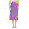 Dizzy Spiral Moving Optical Illusion Side Slit Midi Skirt