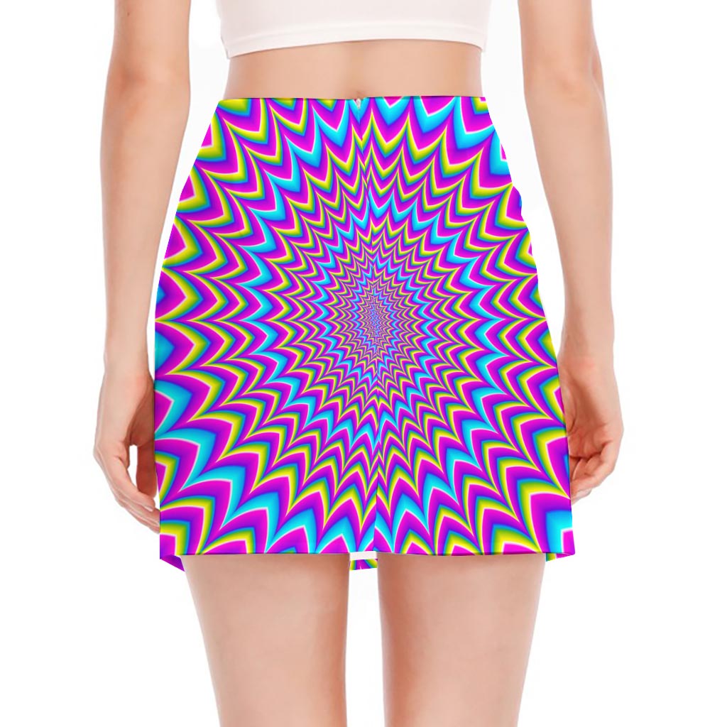 Dizzy Spiral Moving Optical Illusion Side Slit Mini Skirt