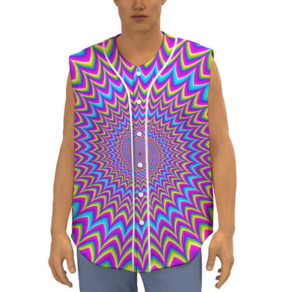 Dizzy Spiral Moving Optical Illusion Sleeveless Baseball Jersey