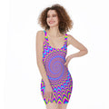 Dizzy Spiral Moving Optical Illusion Sleeveless Bodycon Dress