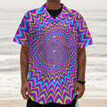Dizzy Spiral Moving Optical Illusion Textured Short Sleeve Shirt