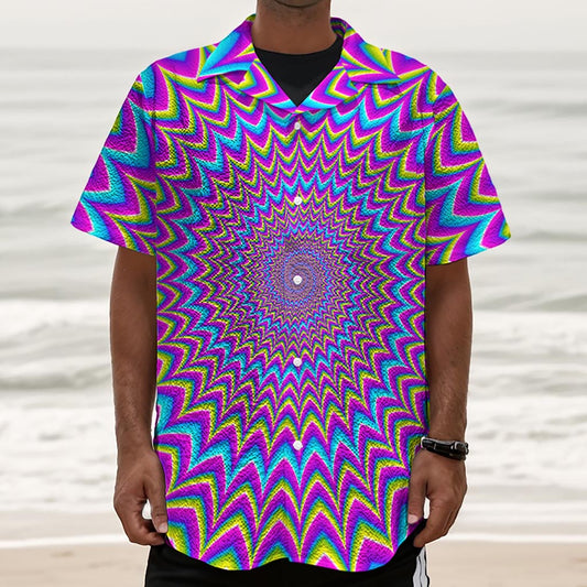 Dizzy Spiral Moving Optical Illusion Textured Short Sleeve Shirt