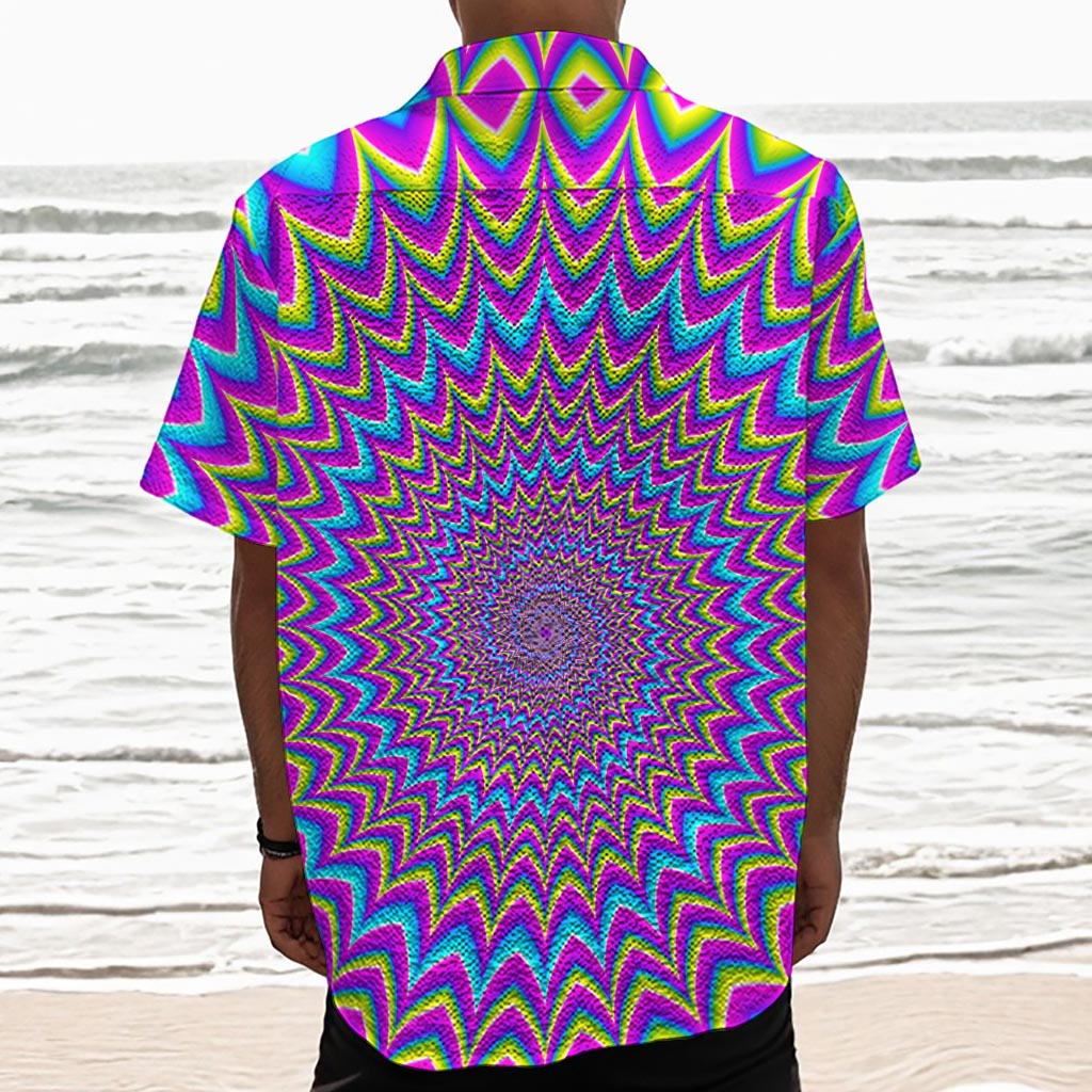 Dizzy Spiral Moving Optical Illusion Textured Short Sleeve Shirt