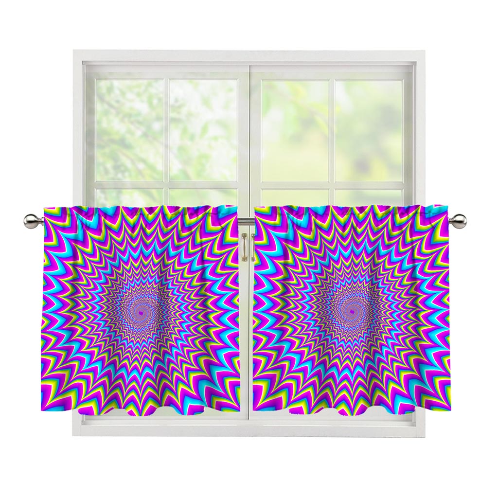 Dizzy Spiral Moving Optical Illusion Tier Curtains