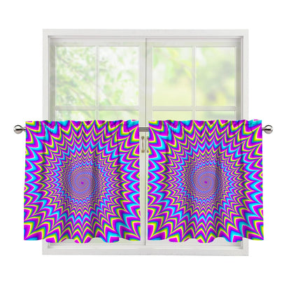 Dizzy Spiral Moving Optical Illusion Tier Curtains