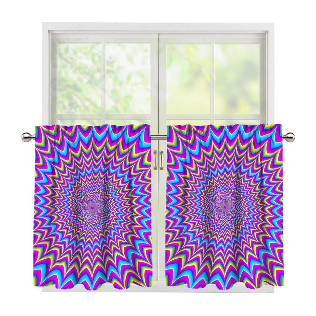 Dizzy Spiral Moving Optical Illusion Tier Curtains