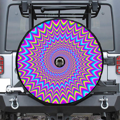 Dizzy Spiral Moving Optical Illusion Tire Cover With Camera Hole