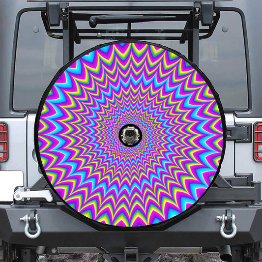 Dizzy Spiral Moving Optical Illusion Tire Cover With Camera Hole