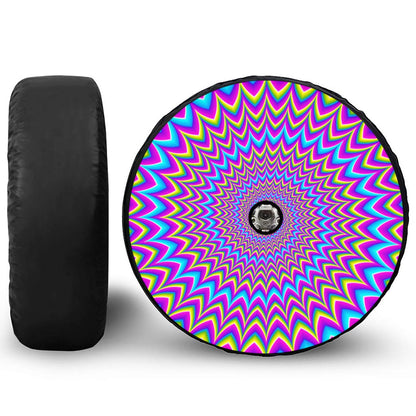 Dizzy Spiral Moving Optical Illusion Tire Cover With Camera Hole