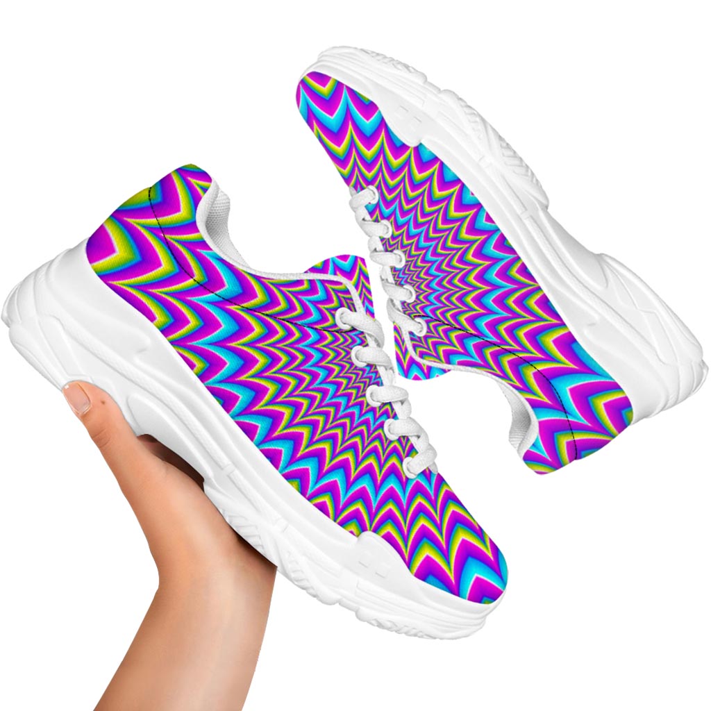 Dizzy Spiral Moving Optical Illusion White Chunky Shoes