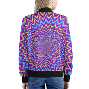 Dizzy Spiral Moving Optical Illusion Women's Bomber Jacket