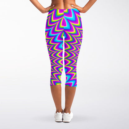 Dizzy Spiral Moving Optical Illusion Women's Capri Leggings