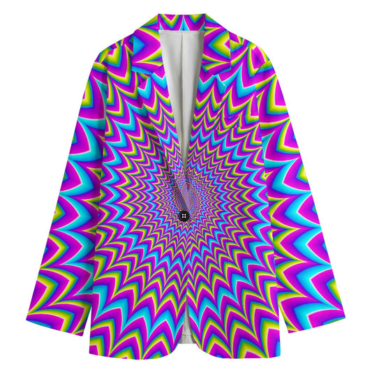 Dizzy Spiral Moving Optical Illusion Women's Cotton Blazer
