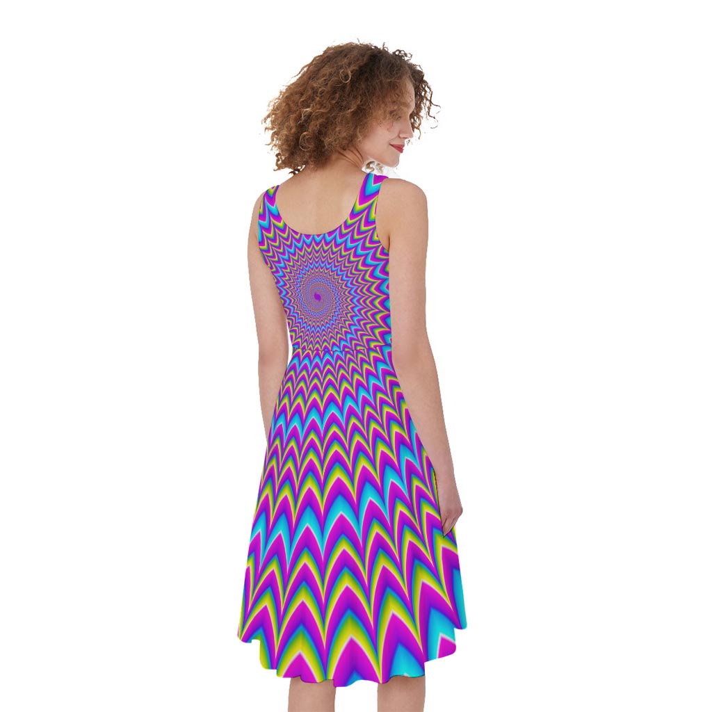 Dizzy Spiral Moving Optical Illusion Women's Sleeveless Dress