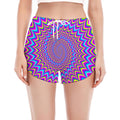 Dizzy Spiral Moving Optical Illusion Women's Split Running Shorts