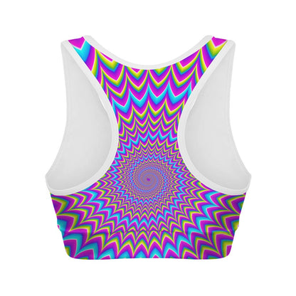 Dizzy Spiral Moving Optical Illusion Women's Sports Bra