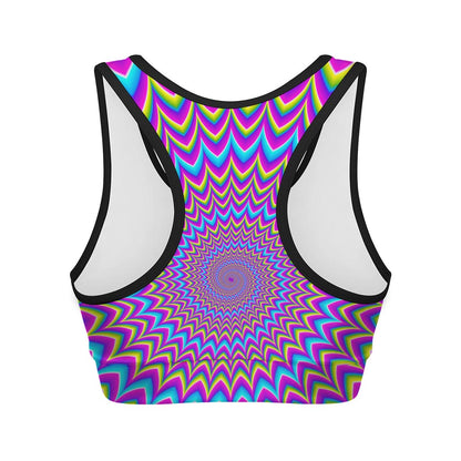 Dizzy Spiral Moving Optical Illusion Women's Sports Bra