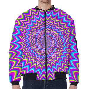 Dizzy Spiral Moving Optical Illusion Zip Sleeve Bomber Jacket