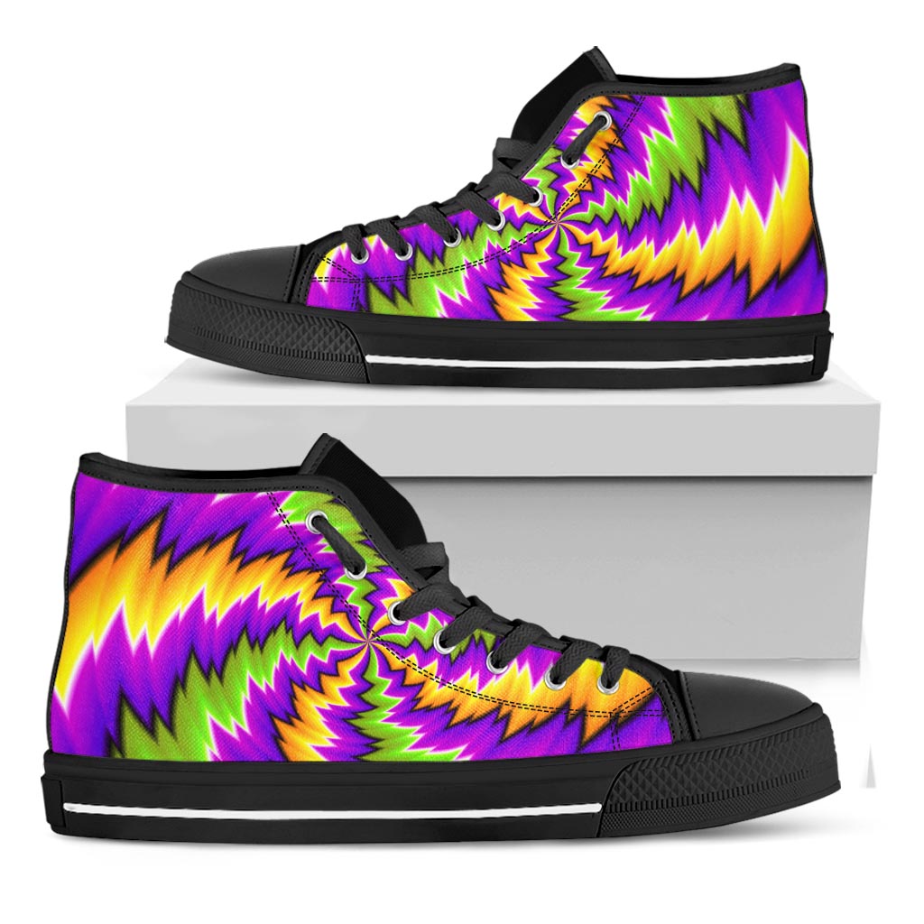 Dizzy Vortex Moving Optical Illusion Black High Top Sneakers