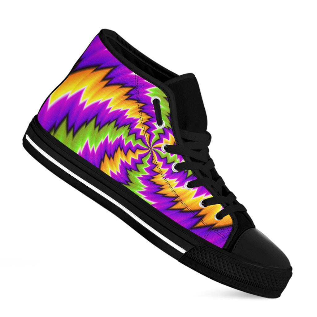 Dizzy Vortex Moving Optical Illusion Black High Top Sneakers