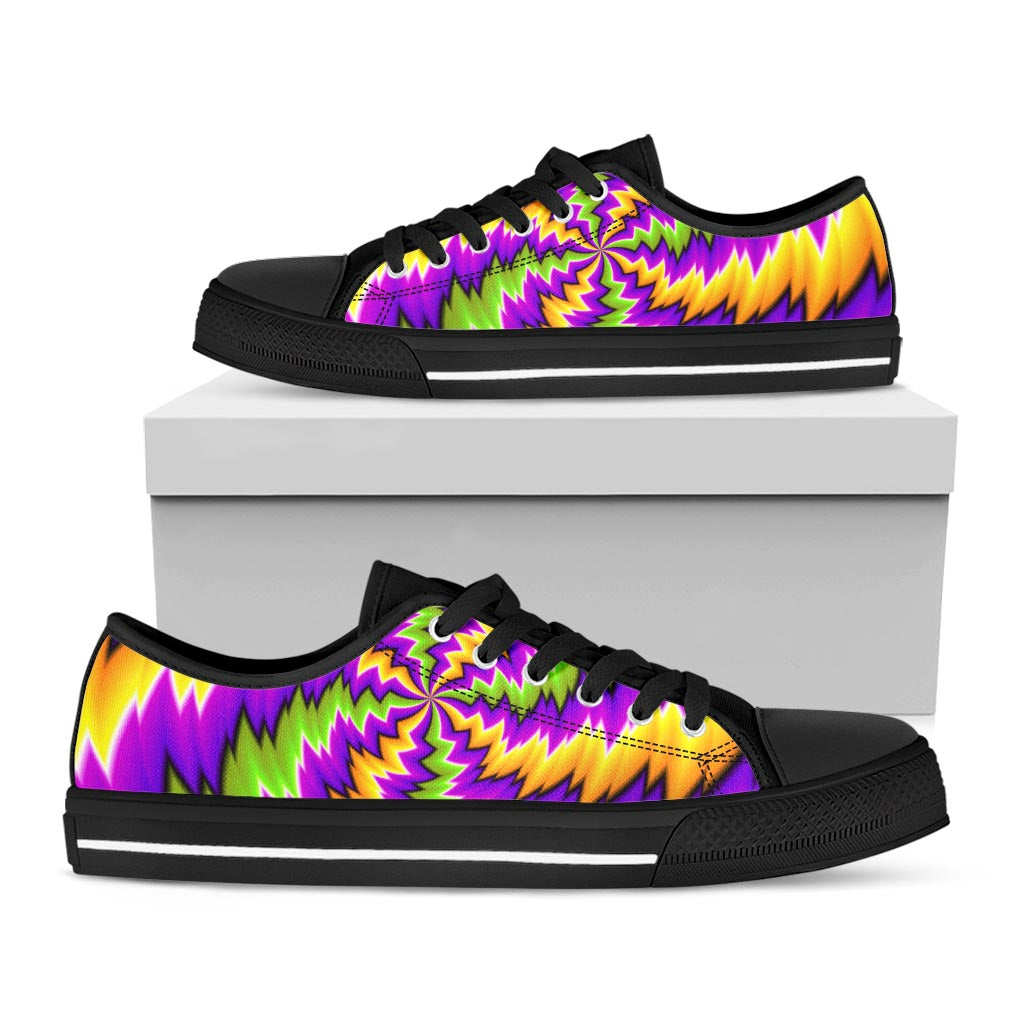 Dizzy Vortex Moving Optical Illusion Black Low Top Sneakers