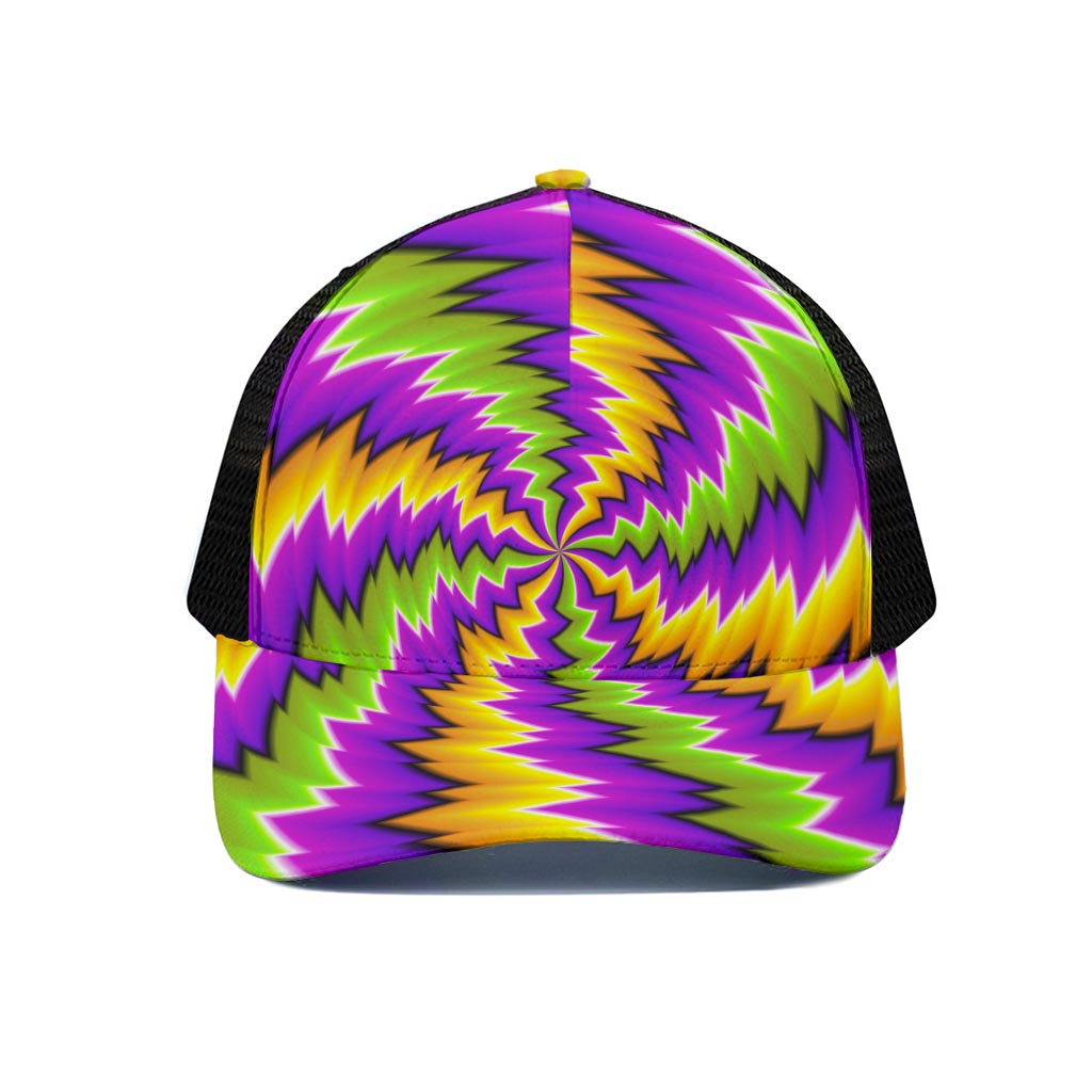 Dizzy Vortex Moving Optical Illusion Black Mesh Trucker Cap