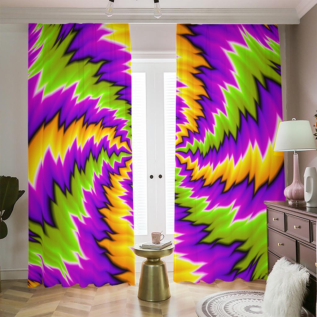 Dizzy Vortex Moving Optical Illusion Blackout Pencil Pleat Curtains