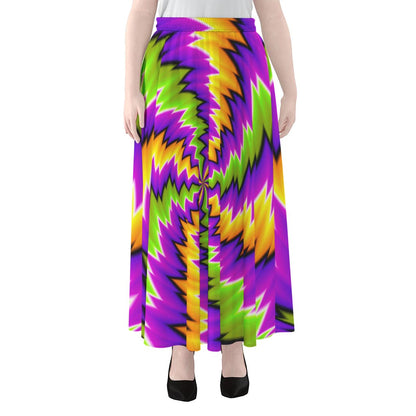 Dizzy Vortex Moving Optical Illusion Chiffon Maxi Skirt