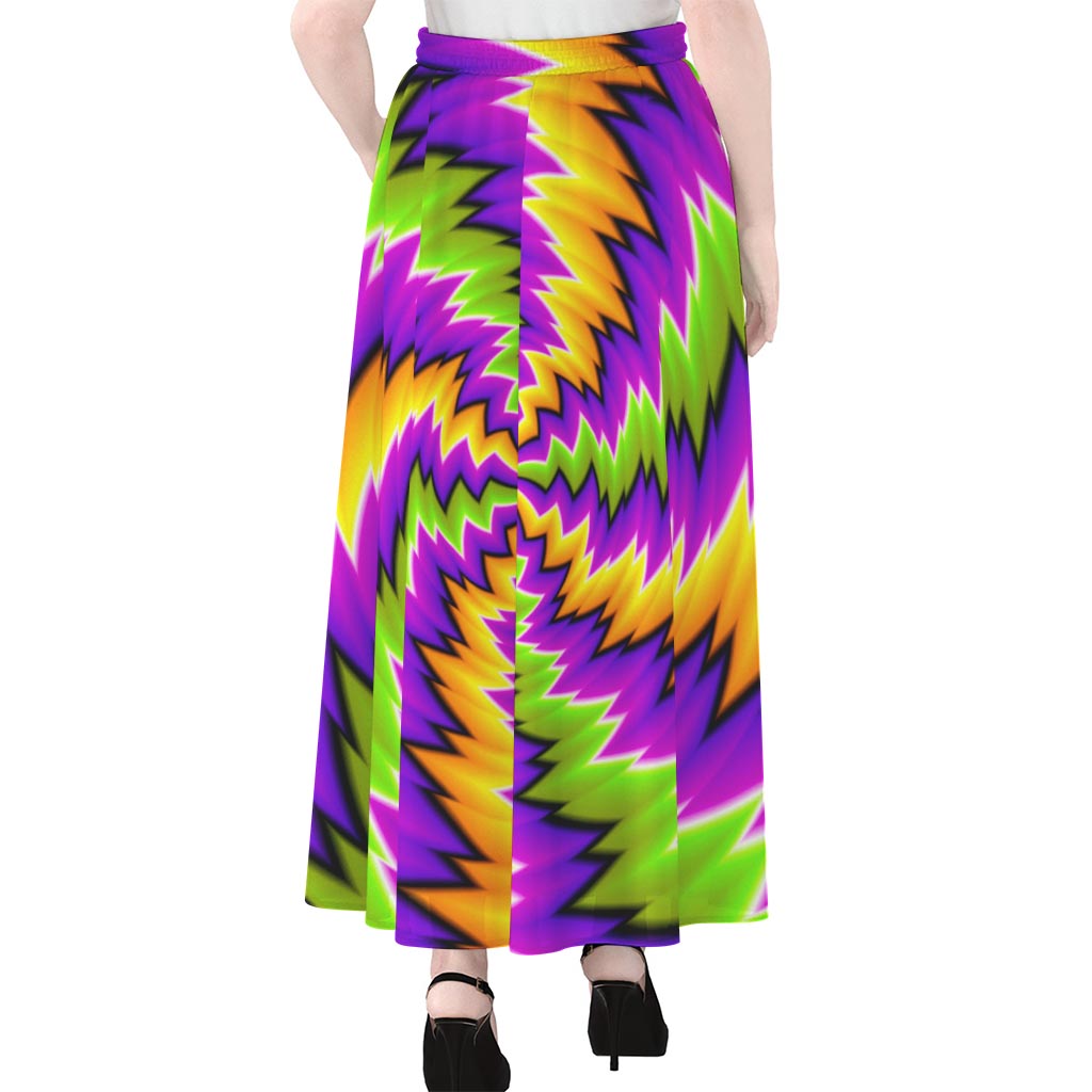 Dizzy Vortex Moving Optical Illusion Chiffon Maxi Skirt