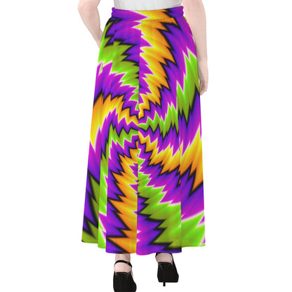 Dizzy Vortex Moving Optical Illusion Chiffon Maxi Skirt