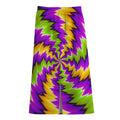 Dizzy Vortex Moving Optical Illusion Cotton Front Slit Maxi Skirt