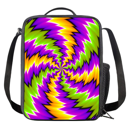 Dizzy Vortex Moving Optical Illusion Crossbody Lunch Bag