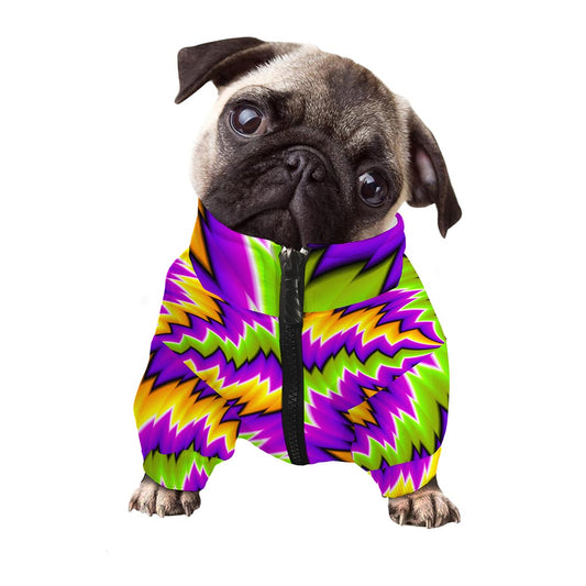 Dizzy Vortex Moving Optical Illusion Dog Zip Up Jacket