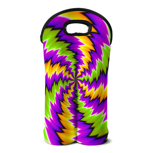 Dizzy Vortex Moving Optical Illusion Double Neoprene Wine Tote